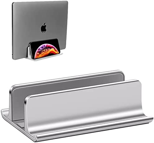 VAYDEER ノートパソコン スタンド PCスタンド 縦置き 収納 ホルダー幅調整可能 アルミ合金素材 for タブレット/ ipad/ Mac mini/ MacBook Pro Air - シルバー