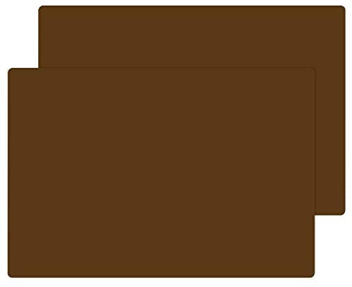 ［Utiel］ シリコンマット 60×40cmサイズ 保護シート 滑り止め 耐熱 耐冷 キズ防止 汚れ防止 調理台保護 キッチンマット 調理用マット ランチョンマット (ブラウン 2枚セット)
