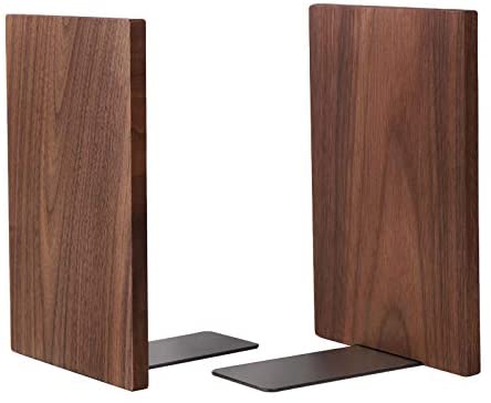 Muso Wood 本立て 木製ほんたて ブックエンド ブックスタンド 18x12x10.8cm (ウォールナット １ペア)
