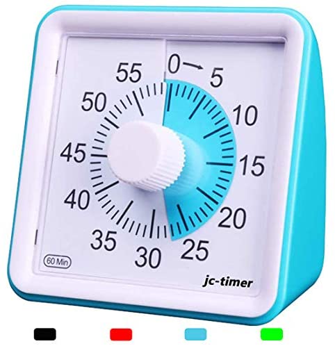 LivingHall タイマー キッチン 60分 視覚タイマー 教室のカウントダウンクロック 子供と大人のためのサイレントタイマー 授業時間管理ツール (ブルー, 7.8cmX7.8cmX4cm)
