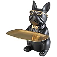 #N/A クリエイティブ犬キー収納トレイグッズ置物クラフトジュエリー雑貨ラックコインボックス動物形状ホーム彫刻装飾 - 黒