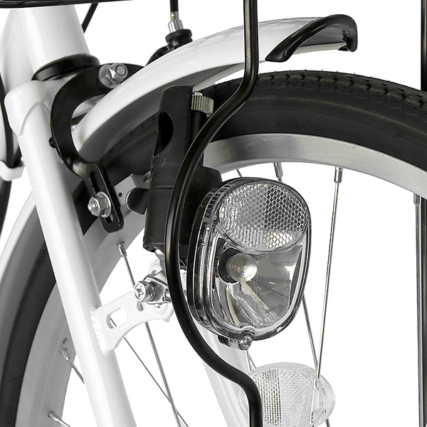 自転車 デザインフレームで人気 サントラストママチャリ 軽快車 ママチャリ 自転車 白色/ホワイト dixhuit6段変速ギアフレーム 26インチ  ギア付 鍵付  ハンドルとサドルが茶色でかわいいと大人気。