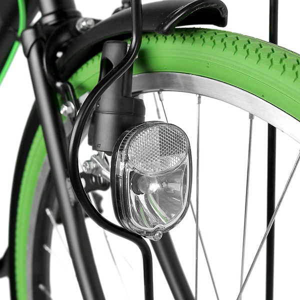 自転車 カラータイヤ paprika パプリカ シティサイクル グリーン 緑色  通勤 通学に最適 27インチ シティ車 外装6段ギア カラータイヤ 目立つかっこいいママチャリ