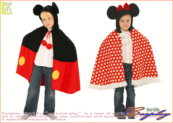 キッズ ミッキーマウス ミニーマウス ケープ ディズニー Disney 仮装 ミッキー ミニーのキャラクターケープ 当店のコスプレ コスプレ 衣装 コスチューム 大