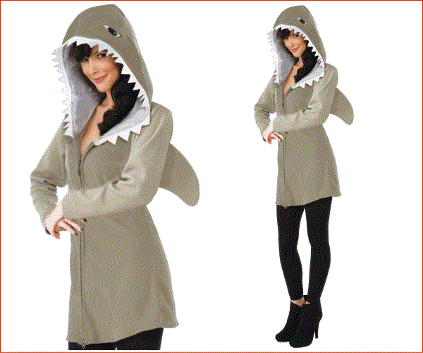 レディ シャークパーカー ワンピース フード サメ さめ 鮫 パーカー ハロウィン コスプレ コスチューム 衣装 仮装 かわいい ワールドショップ