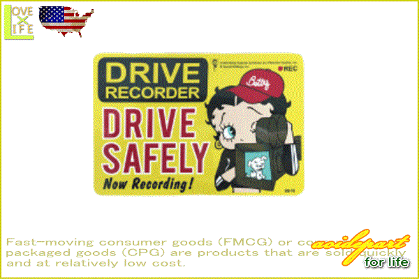 アメリカン雑貨 Betty Boop Sticker サインステッカー ドライブレコーダー搭載 Drive Safely 安全運転 ベティ ブープ ベティ シール 雑貨 アメリカ雑貨 アメリカ Usa かわいい おしゃれ ワールドショップ