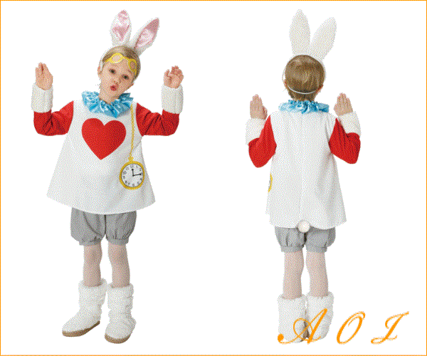 キッズ 95r334 白ウサギ アリス Alice 不思議の国のアリス White Rabbit アリス イン ワンダーランド 仮装 コスプレ 新作アリスのラビット衣装です キュートに仕上がります 当店のコス コスチューム 大 ワールドショップ
