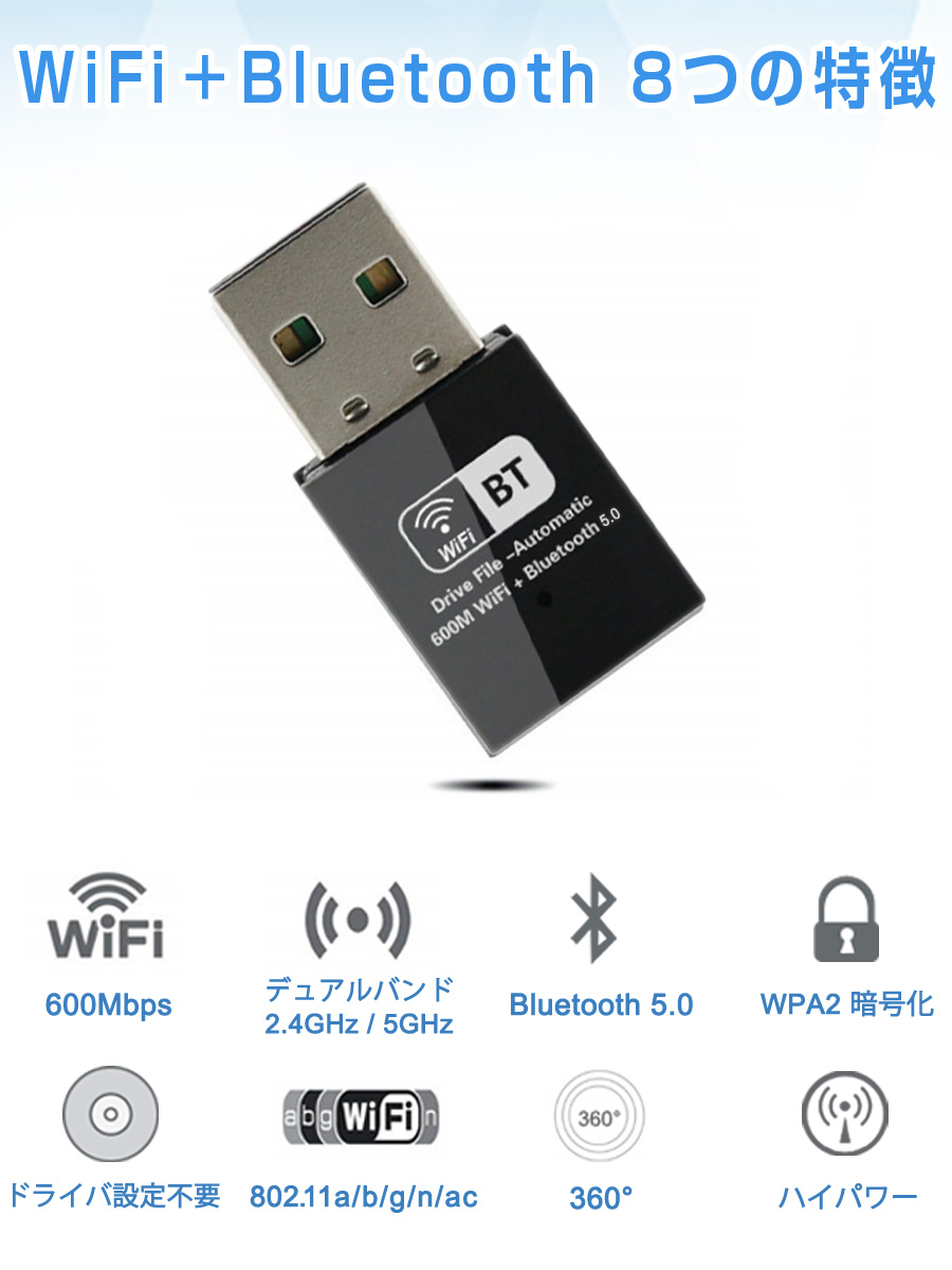 USBワイヤレスネットワークカード600mデュアルバンドデスクトップ