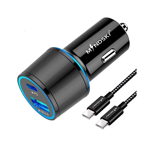 Quick Charge 3.0 MindSky 車載充電器 カーチャージャー 2ポート 36W 【5％OFF】 12V 24V車 二急速充電 XZ2 シガーソケットチャージャー type Xperia cケーブル付 激安正規品 Samsung Sony for XZ