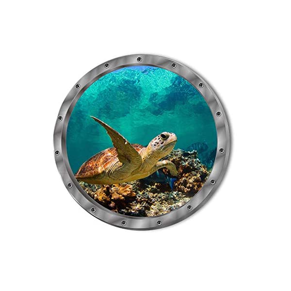 Tera ウォールステッカー 亀 海亀 海中 アニマル 動物 ステッカー 窓 ウミガメ 海 壁紙 3d ウォール