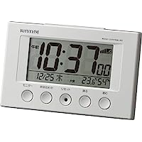 送料無料リズム(RHYTHM) 目覚まし時計 電波時計 温度計・湿度計付き フィットウェーブスマート 白 77×120×54mm 8RZ166SR03