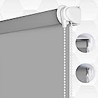 送料無料SMONTER ロールスクリーン ロールカーテン 遮光1級 断熱 UVカット 防音 プライバシー保護 簡単取付け （76cm×200cm-グレー）