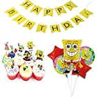 送料無料スポンジボブ　誕生日　飾り付け　キャラクター　イエロー　可愛い　子供　男の子　女の子　ケーキトッパー　バルーン　風船　スター　レッド　happy birthday　バナー　ガーランド　30枚セット