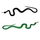 送料無料スーパーエラスティック シミュレーション スネーク 玩具ヘビ トリッキーな小道具 いたずら 道具 (黒+緑)