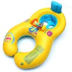 送料無料子供用 親子 浮き輪 ベビー浮き輪 スイミングリング 2人用 浮輪 水遊び 水泳プール 水泳用品 st1036 (イエロー)
