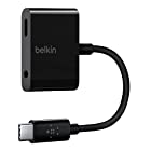 Belkin USB-C 3.5mmイヤホンジャック デュアルアダプター Andoroid スマートフォン Galaxy S10 / Xperia 5 / Pixel 3 対応 イヤホン・充電同時 F7U080BTBLK-A