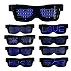 送料無料LEDサングラス LEDメガネ, LEDメガネ ブルートゥースLEDパーティーメガネカスタマイズ可能なLEDメガネUSB充電式9モードワイヤレス点滅LEDディスプレイ、フェスティバル用グロー眼鏡レイヴパーティー(青)