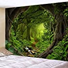 ファンタジーの森のタペストリー壁掛け風景壁のタペストリー寝室のリビングルームの寮のための神秘的な壁のタペストリー (緑, XL)
