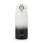 SUNTQ 真空断熱ケータイマグ 水筒 ボトル 直飲み 子供用 持ち歩く かわいい 上品な保温瓶 ホワイト 380ml