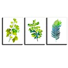 アートポスター 絵画 モダン-アートパネル PIY PAINTING 絵画 緑色の葉 活力を示す 壁掛け- モダン 壁飾り- 写真 - 印刷布製 - キャンバス絵画 3パネル 30X40cm