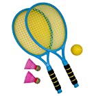 送料無料(APOSITV)ラケットセット テニスセット バトミントン ボール 子供 羽2個 ボール1個 親子 屋外 室内 (ブルー)