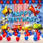 送料無料子供の誕生日パーティー風船セットパトカー、消防車、スクールバス、輸送車、自動車テーマの誕生日飾り用品
