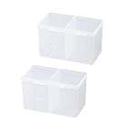 Frcolor コットンケース 棉棒ボックス 蓋付き 綿棒入れ コスメケース プラスチック製 透明 コットンボックス 小物収納 2個セット（ホワイト）