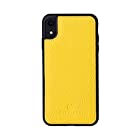 [HANATORA] iPhone XR 本革ケース シュリンクカーフレザー 耐衝撃 ハンドメイド ギフト おしゃれ シンプル 大人可愛い メンズ レディース スマホケース 黄色 レモン イエロー SPG-XR-Yellow