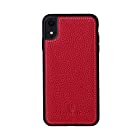 [HANATORA] iPhone XR 本革ケース シュリンクカーフレザー 耐衝撃 ハンドメイド ギフト おしゃれ シンプル 大人可愛い メンズ レディース スマホケース 赤 スカーレット レッド SPG-XR-Red