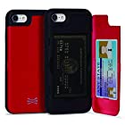 送料無料TORU CX PRO iPhone SE3 2022 ケース カード 収納背面 2枚 IC Suicaカード入れ カバ― ミラー付き (アイフォン SE2 2020 / アイフォン8 / アイフォン7用) - 赤