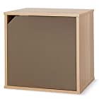アイリスオーヤマ カラーボックス キューブボックス 1段 扉付き 隠せる収納 カラーキュビック アクセントボックス ACQB-35D ナチュラル/ブラウン