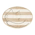 オカ(OKA) うちねこ 洗えるラウンドマット 約52cm×67cm ホワイト (丸 円形 マルチマット) 4548622985573