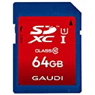送料無料GAUDI SDXCカード Class10 UHS-1 64GB 3年保証 ECOパッケージ採用 GSDXCU1A64G