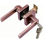送料無料堅塁金物 ドアノブ 鍵付き レバーハンドル錠は、室内 寝室 玄関 浴室に適用 (平方-赤銅)