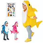 送料無料SGWR 3色 おもしろ サメ コスプレ 子供 用 ハロウィン 簡単 コスチューム パーティー 衣装 (100, イエロー)
