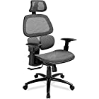 送料無料COMHOMA デスクチェア オフィスチェア メッシュ 椅子 疲れにくい パソコンチェア ヘッドレスト 事務用椅子 (Gray)