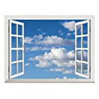 送料無料1000ピース 木製のパズル 白い雲と壁の壁画青い空クリエイティブウィンドウビュー家の装飾/壁の装飾