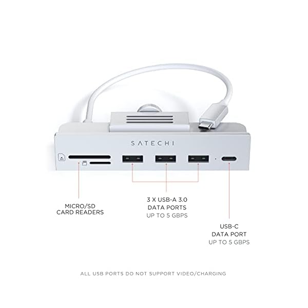 PC周辺機器【色: シルバー】Satechi iMac24インチ用 USB-C クランプハブ