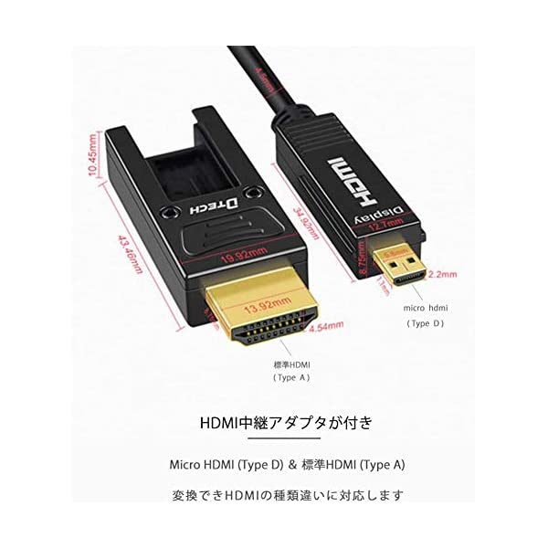 DTECH 配管用 着脱式 光ファイバーHDMIケーブル 10m HDMI タイプA 