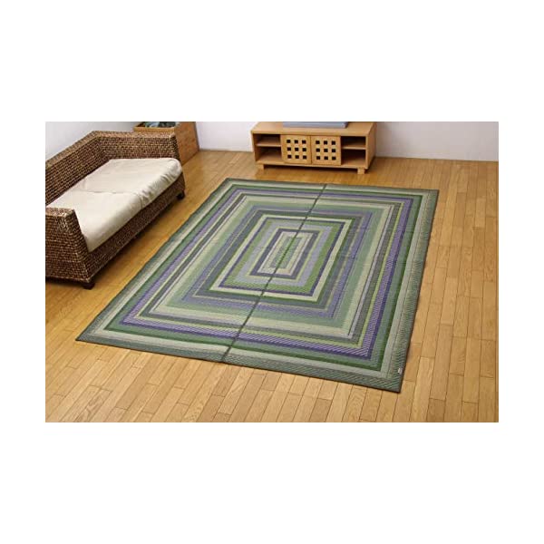 い草 ラグマット/絨毯 〔袋三重織 グリーン 約191×191cm〕 日本製 裏