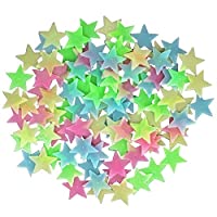 Aifhi 夜光ステッカー 蓄光 星空ウォールステッカー シール かわいい星 壁紙 約100枚入 カラフル