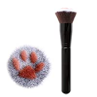 メイクブラシ かわいい化粧筆 化粧ブラシ 猫の肉球 人気 高級繊維毛 1本入れ リキッドファンデーション フェイスパウダー チーク ブラック