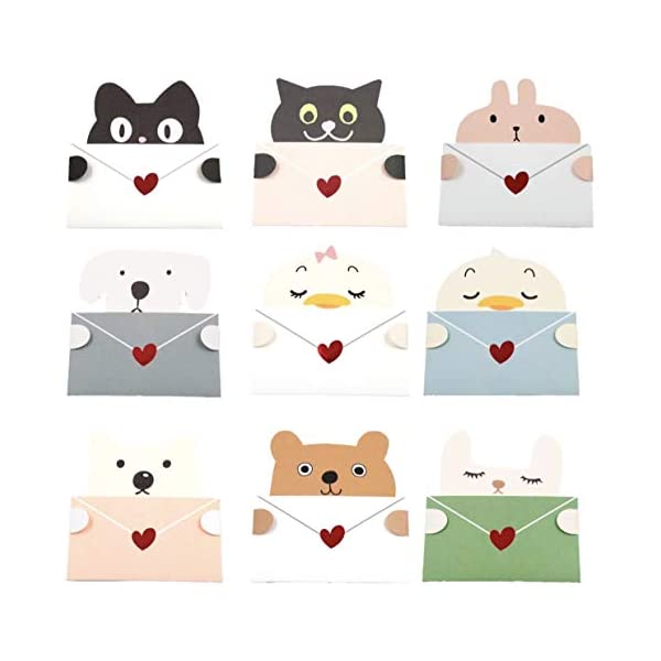 Kijibutton 爆安 メッセージカード かわいい 可愛い 9種類セット 動物 アニマル 封筒付 ギフト くま カード 猫 シロクマ クリスマス ウサギ 犬 小鳥