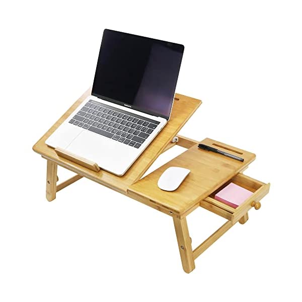 ローテーブル 竹製 55*35cm 調節可能 ベッドテーブル 折りたたみ式 