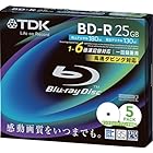 TDK 録画用 ブルーレイディスク 1-6倍速対応 25GB ホワイトワイドプリンタブル/5mmスリムケース 5枚パック BRV25PWC5S