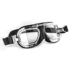 [Halcyon] mk49 Compact Goggles ブラック レザー クラシック オートバイ コンパクト ゴーグル Flying Goggles