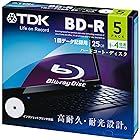 TDK データ用ブルーレイディスク BD-R 25GB 1-4倍速 ホワイトワイドプリンタブル 5枚 5mmスリムケース BRD25PWB5A