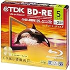 TDK 録画用ブルーレイディスク BD-RE 25GB 1-2倍速 ゴールドディスク 5枚パック 5mmスリムケース BEV25A5A