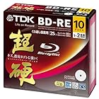 TDK 録画用ブルーレイディスク 超硬シリーズ BD-RE 25GB 1-2倍速 ホワイトワイドプリンタブル 10枚パック 5mmスリムケース BEV25HCPWA10A