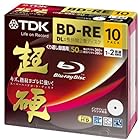 TDK 録画用ブルーレイディスク 超硬シリーズ BD-RE DL 50GB 1-2倍速 ホワイトワイドプリンタブル 10枚パック 5mmスリムケース BEV50HCPWA10A